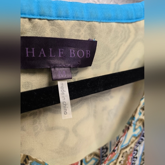 Hale Bob Blue and Cream Patterned Blouse - Picture 3 of 5